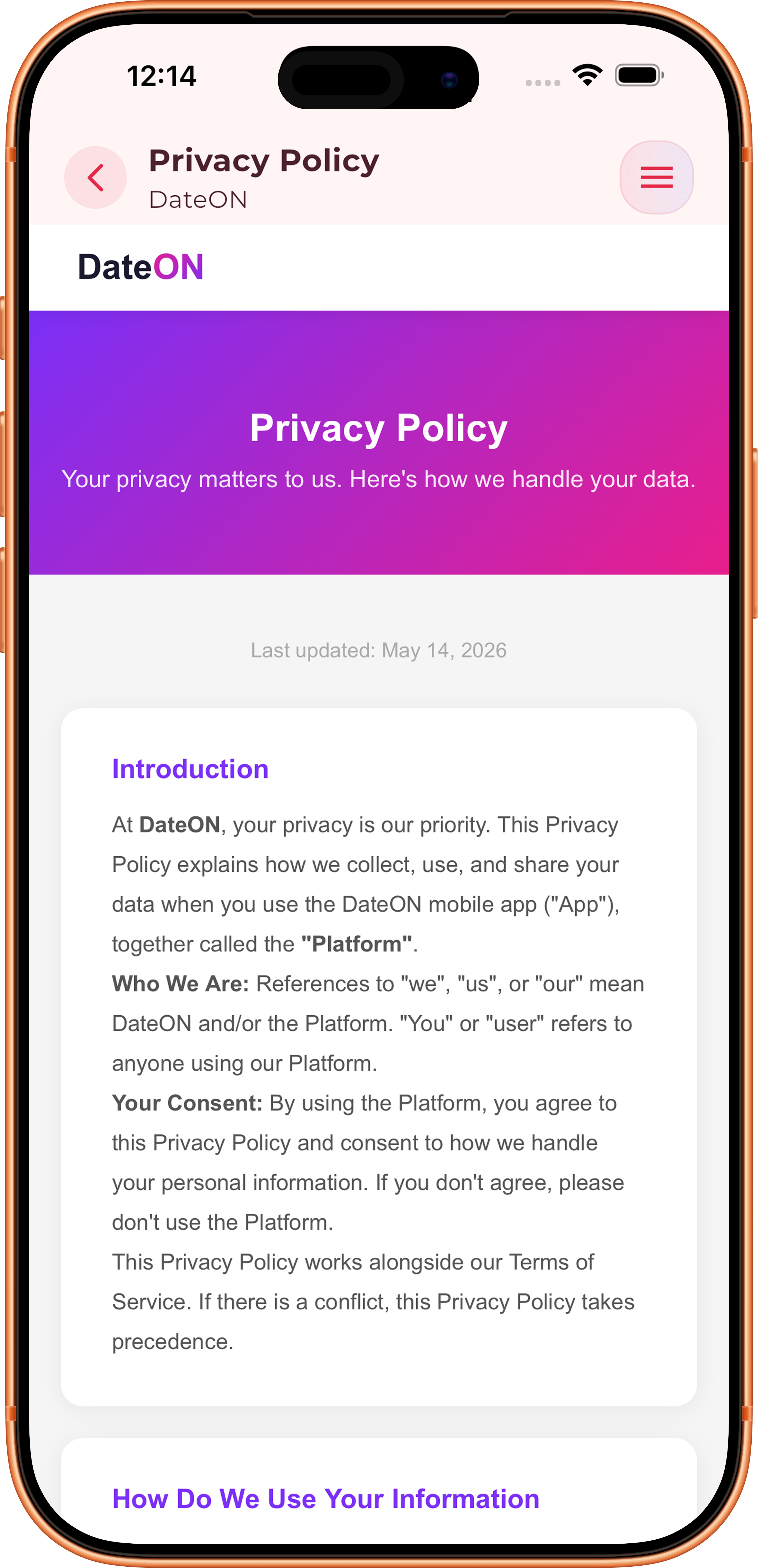 DateON Privacy